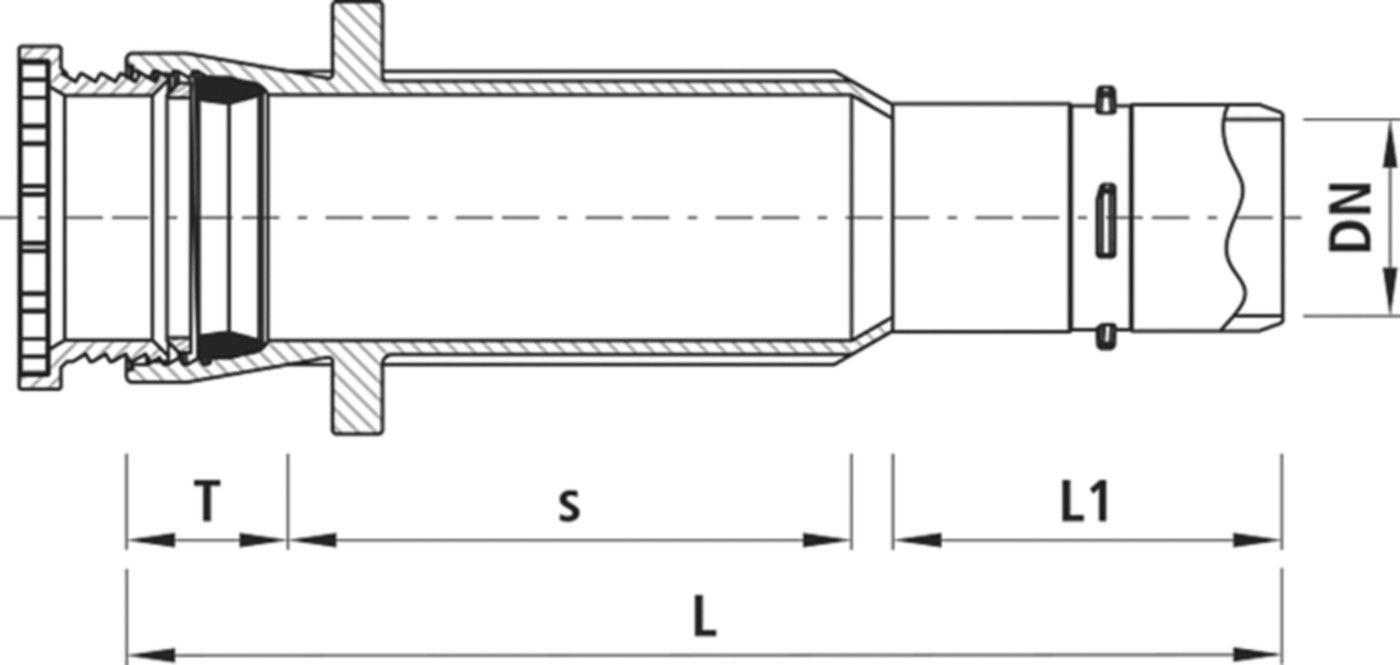 Einbauschlaufe mit Schraubmuffe 5344 Baio DN 100 - Hawle Armaturen
