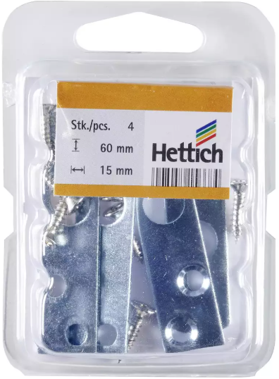 Hettich Universalaufhänger verzinkt, 60 x 15mm, à 4 Stk - Diverse Möbelbeschläge und Zubehör