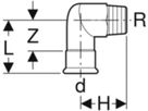 Übergangswinkel 90° m/AG 15mm-1/2" 33833 - Mapress-Sanitär-Presssystem-Formstücke