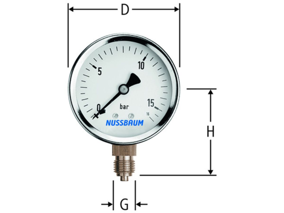 Manometer 25 bar 1/2