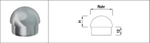 Rohrkappe Vollmaterial rund 26.9 x 2.0 mm geschliffen 1.4301 - INOXTECH-Handlauf-/Geländer-System