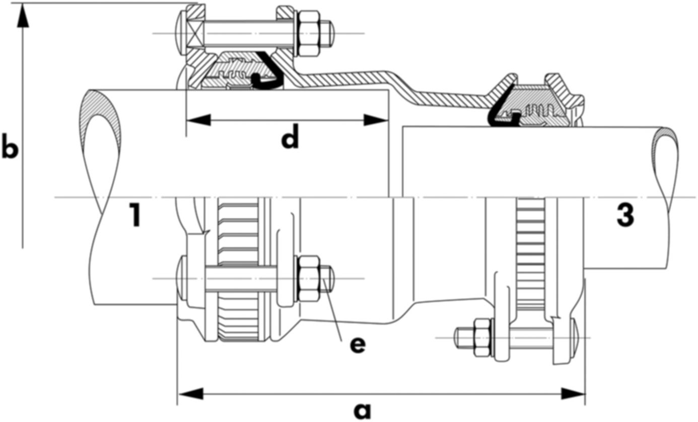 Reduzierkupplung, zugfest, Typ 3107 DN 100 x 80 709 405 224 - GF Waga-Multi/Joint