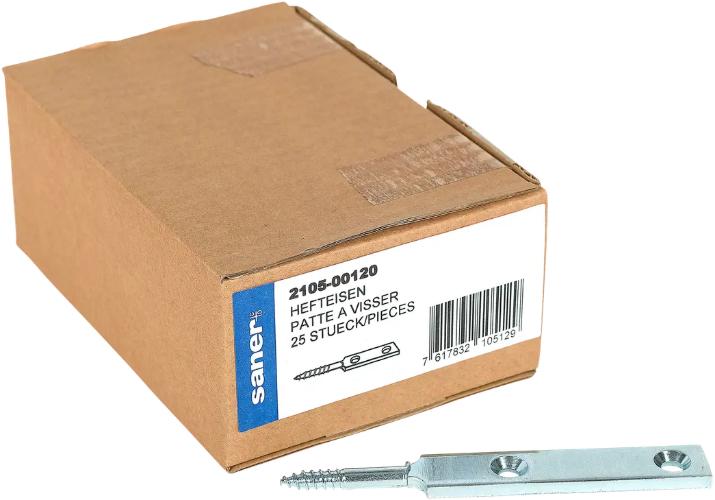 SANER Hefteisen, stark, mit 2 Loch ø6 mm 120x16x4mm, verzinkt - Holzverbinder