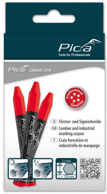 Pica Försterkreide PROFI rot, 120mm, Pack à 12 Stk - Auszeichnen