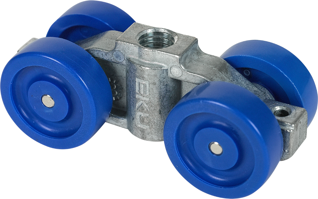 HAWA-PORTA Laufwagen, Porta 60, Gleitlager Gehäuse aus Zinkguss, Kunststoffrollen blau - Schiebetür- und Schiebetorbeschläge