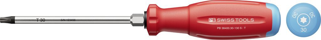 PB Schraubenzieher, SwissGrip Evo, TORX , m. 6 kt. PB 38400 , T30 , L=130mm - Schraubenzieher