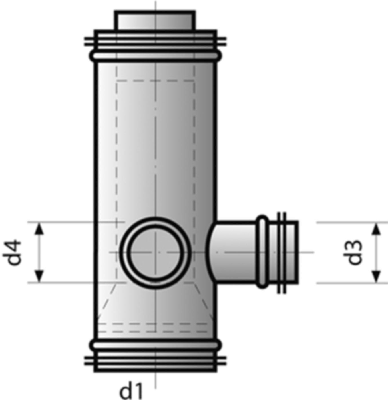 Schall- und geruchdämmender Luftabzug Safephone Typ 3 250/100/100mm VUC-V - Spiralfalzrohre und Zubehör System Safe
