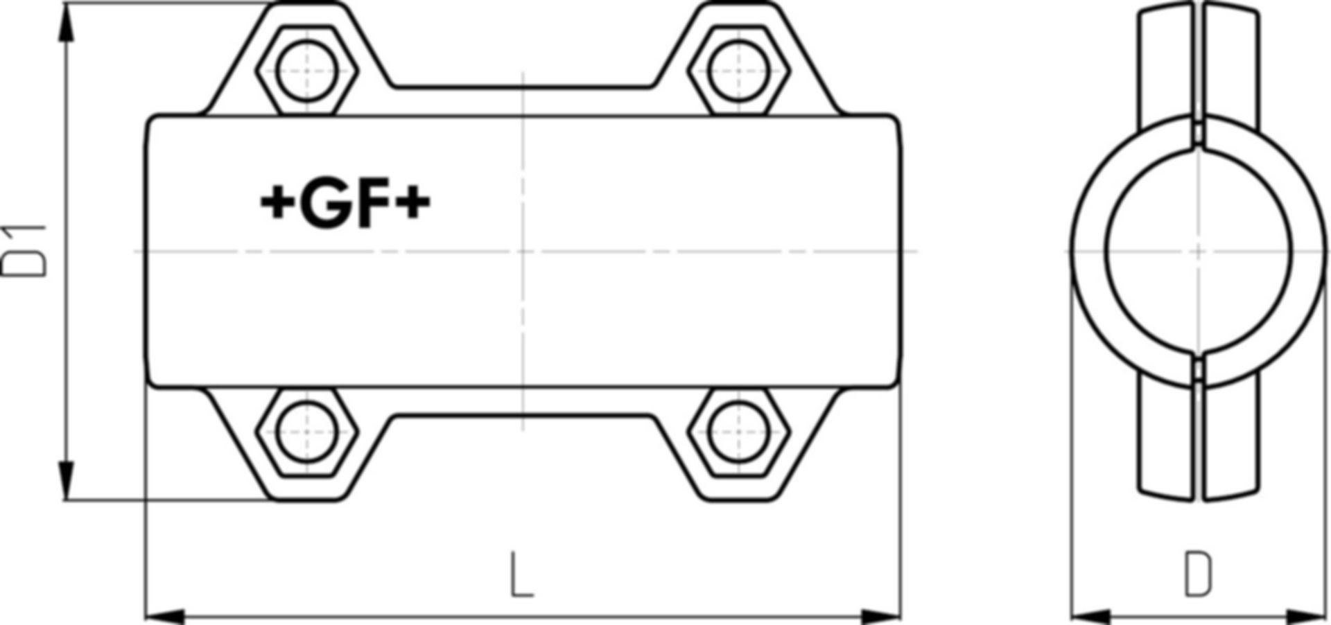 Dichtschelle lang EPDM L= 140mm 11/4" 42.4mm verzinkt, Wasser 16 bar 775 712 054 - GF Primofit