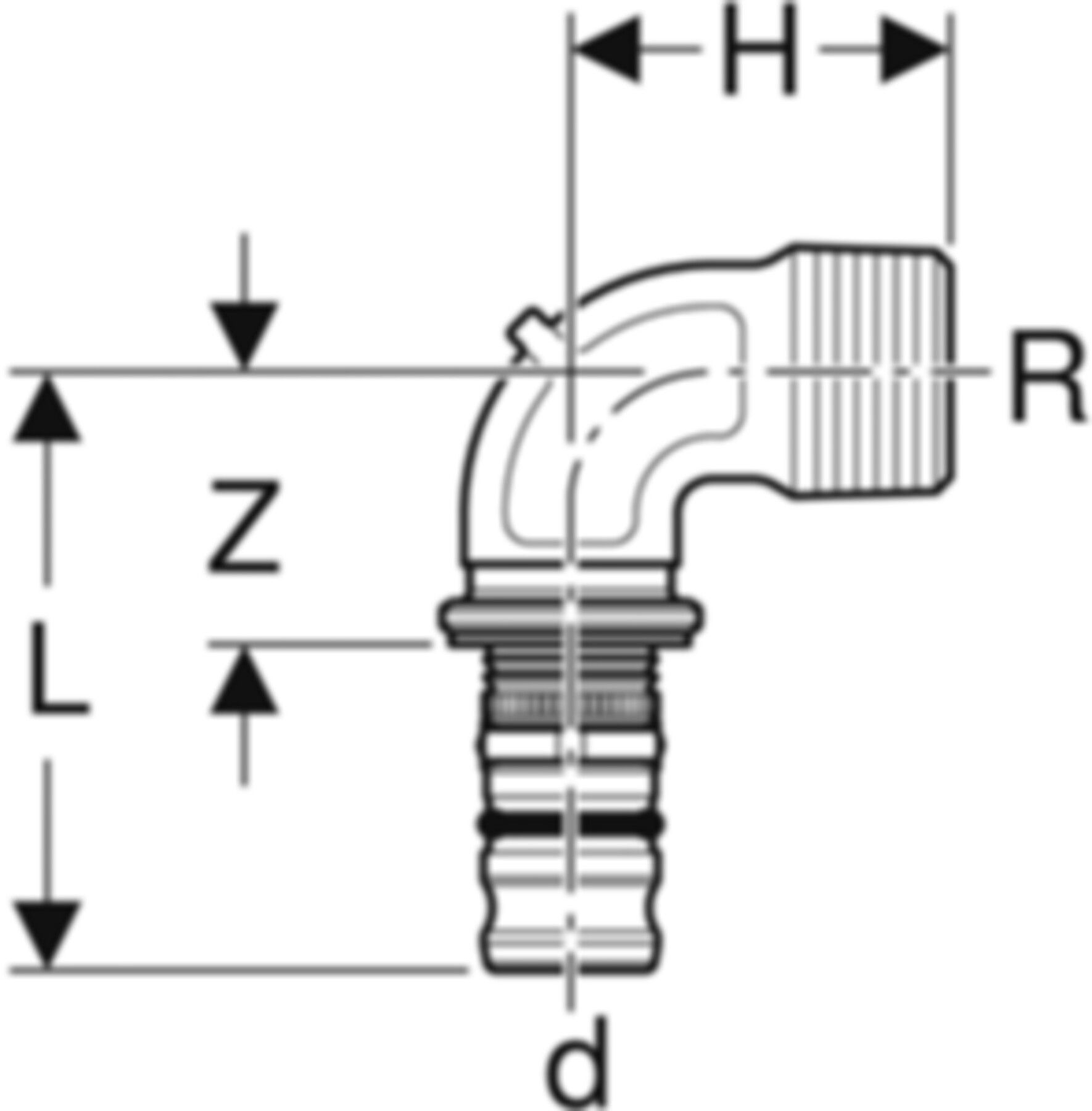 Übergangsbogen 90° m/AG 32mm- 1" 604.254.00.5 - Geberit-Mepla-Formstücke