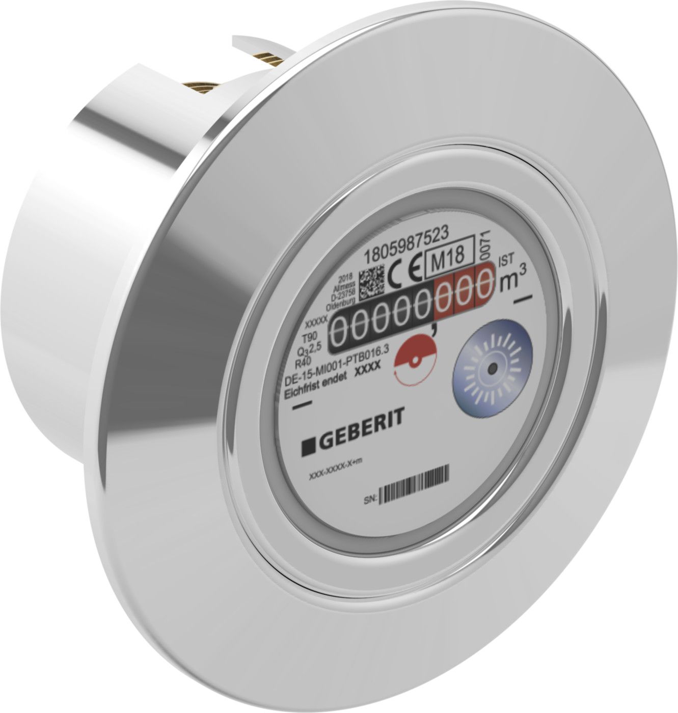 Messkapsel KOAX mit Rosette und Zylinder 2" glanzverchromt 610.021.21.3 - Geberit Systemventile / Armaturen