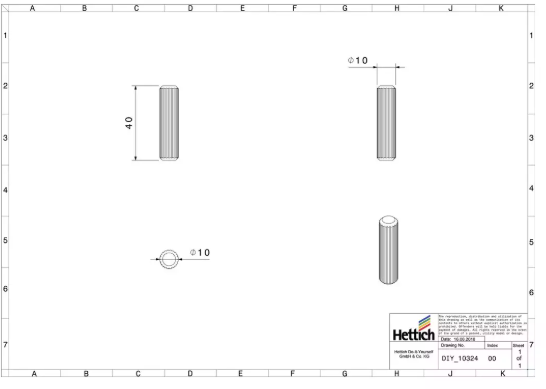 Hettich Holzdübel Buche, 10 x 40mm, à 26 Stk - Diverse Möbelbeschläge und Zubehör