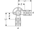Eckanschlusswinkel 90° 20mm-1/2" L=53mm 620.921.00.1 - Geberit FlowFit-Rohre/Formstücke