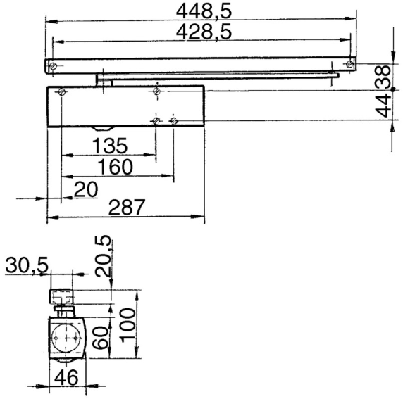 GEZE Türschliesser TS 5000S m. Schliessverz. silber, ohne Gleitschiene - Türöffner, Türschliesser, Türfeststeller