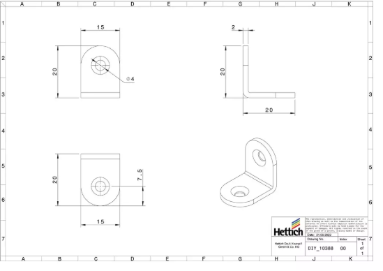 Hettich Stuhlwinkel weiss, 20 x 20 x 15mm, à 10 Stk - Diverse Möbelbeschläge und Zubehör