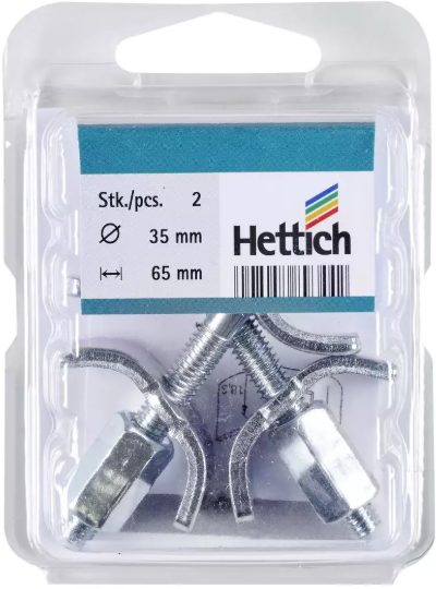 Hettich Plattenverbinder verzinkt, 65 x 20mm, Spannbereich 60-74mm, à 2 Stk - Diverse Möbelbeschläge und Zubehör