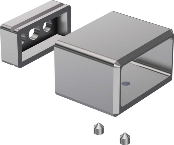Handlaufsteckrohr  verdeckt 2-teilig eckig 40x20x2 mm geschliffen 126927 - INOXTECH-Handlauf-/Geländer-System