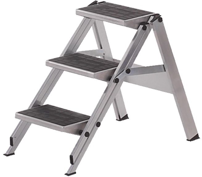 HB Alu Klapptreppe, mit Gummitritten Typ 490, 2 Stufen, L= 0.82m (Little Jumbo) - Garten