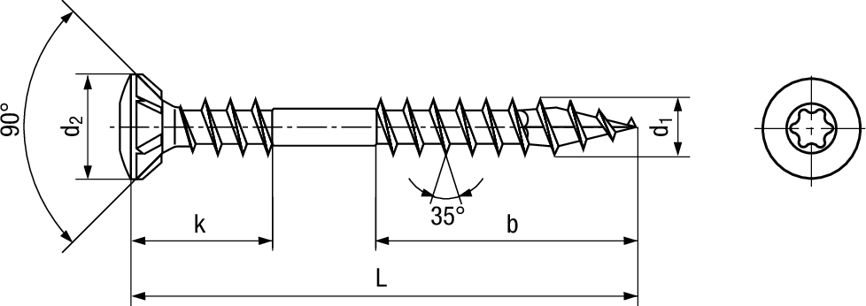SPAX® Linsen Fassaden I6rd INOX A2 BN20933 4,5 x 60 / 26 (T20) - Bossard Schrauben
