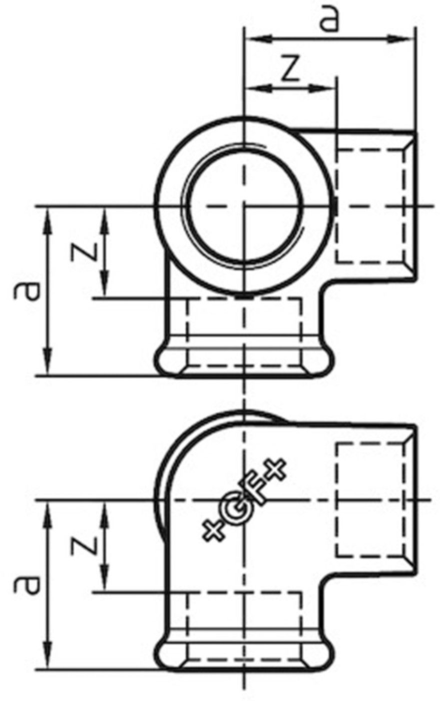 Winkelverteil. 221 S 2" 770 221 109 - GF schw. Tempergussfittings