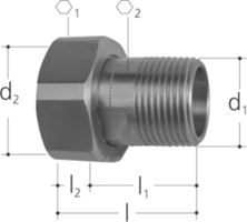 Verschraubung AG 1/2"- 3/4" 8208.240 aus Messing, mit Rückflussverhinderer - JRG Armaturen