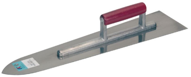 Bodenlegerkelle, spitz, mit Holzgriff L= 450mm, B= 120mm, Blattstärke= 1.2mm - Bauwerkzeuge