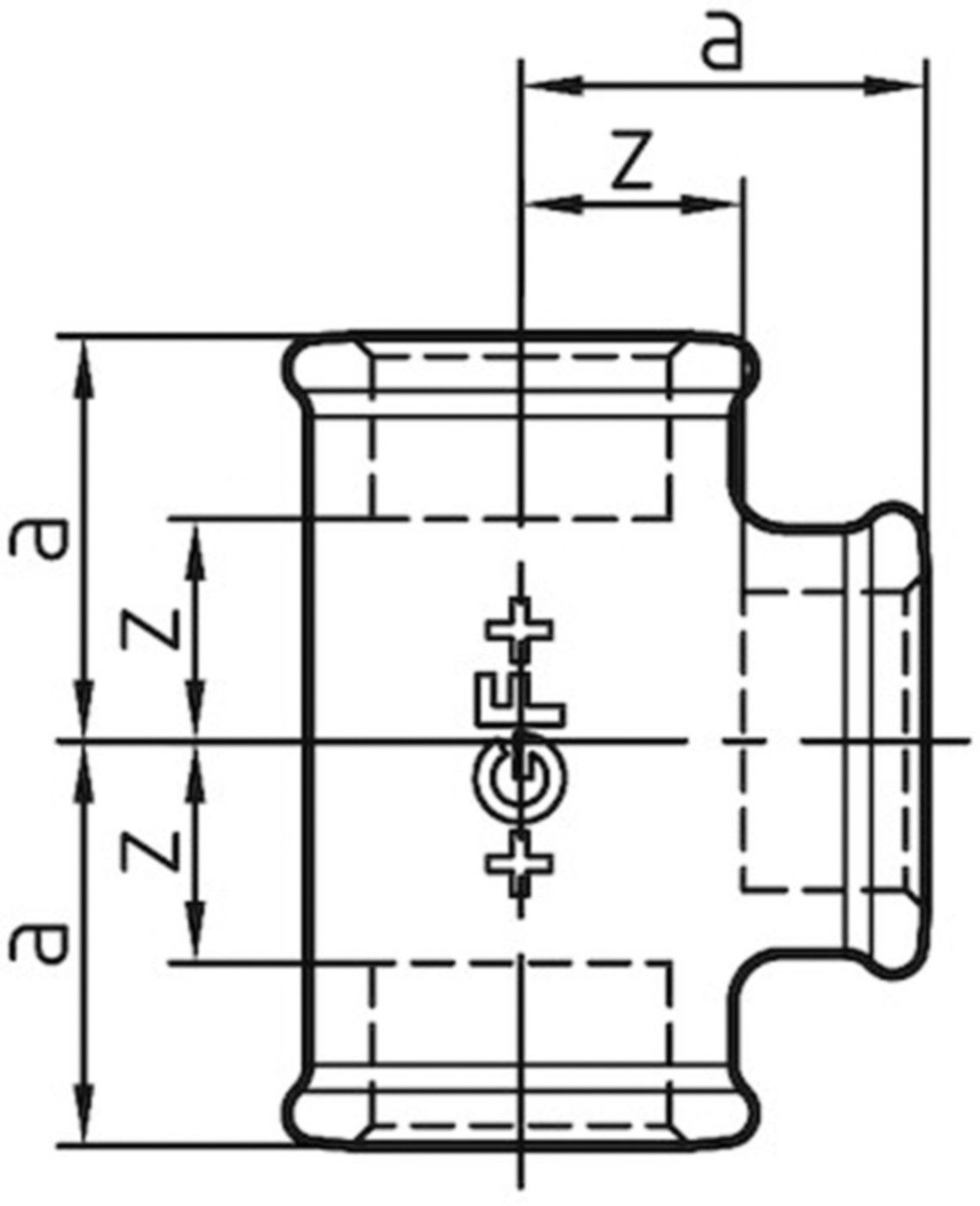T-Stück 130 S 11/2" 770 130 108 - GF schw. Tempergussfittings