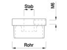 Rohrkappe quadr für Rohr 40/40/2 mm St.12mm,sichtb.Quergew.M6,Eins.kon.,gesc - INOXTECH-Handlauf-/Geländer-System