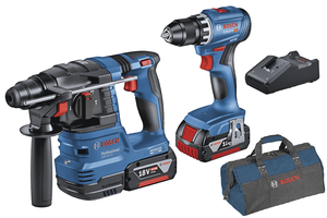 BOSCH Profi-Set mit 2x18V-Werkzeugen +2x4.0Ah + Schnellladegerät, Geräte in Tasche - Bosch Elektrowerkzeuge