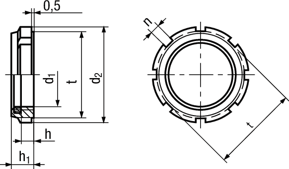Nutmuttern m Sicherungsring St vzd BN1235 M10x0,75 - Bossard Schrauben