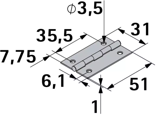 Hettich Scharnier Stahl schwarz, 50 x 30 x 1.2mm, à 2 Stk - Diverse Möbelbeschläge und Zubehör