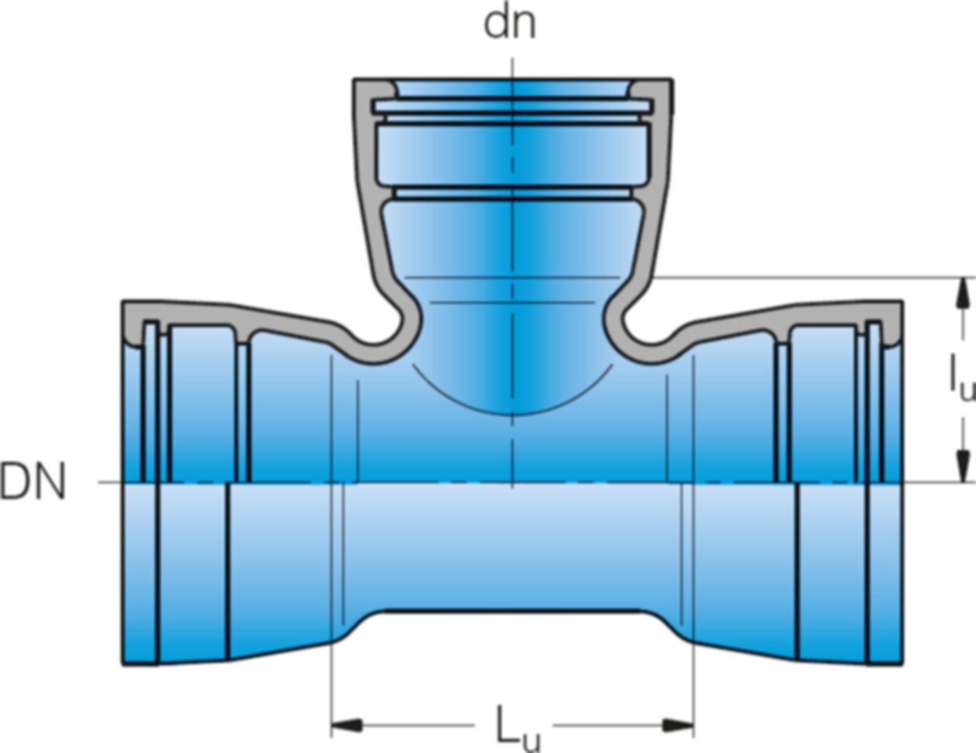 3-Muffen-T-Stück MMB DN 300/150 - Frischhut Steckmuffenformstücke
