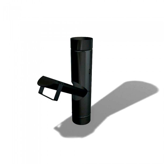 Regenklappe mit herausnehmbarem Laubsieb L 400 mm Ø100 mm P.10 schwarz 203044 - PREFA Dachentwässerungssysteme