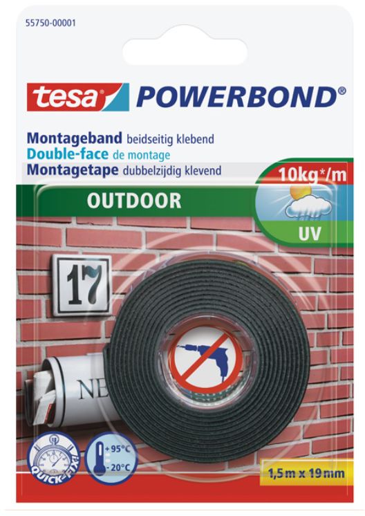 TESA Montageband, Outdoor, doppelseitig B= 19mm, L= 5m, 55751 - Kleben