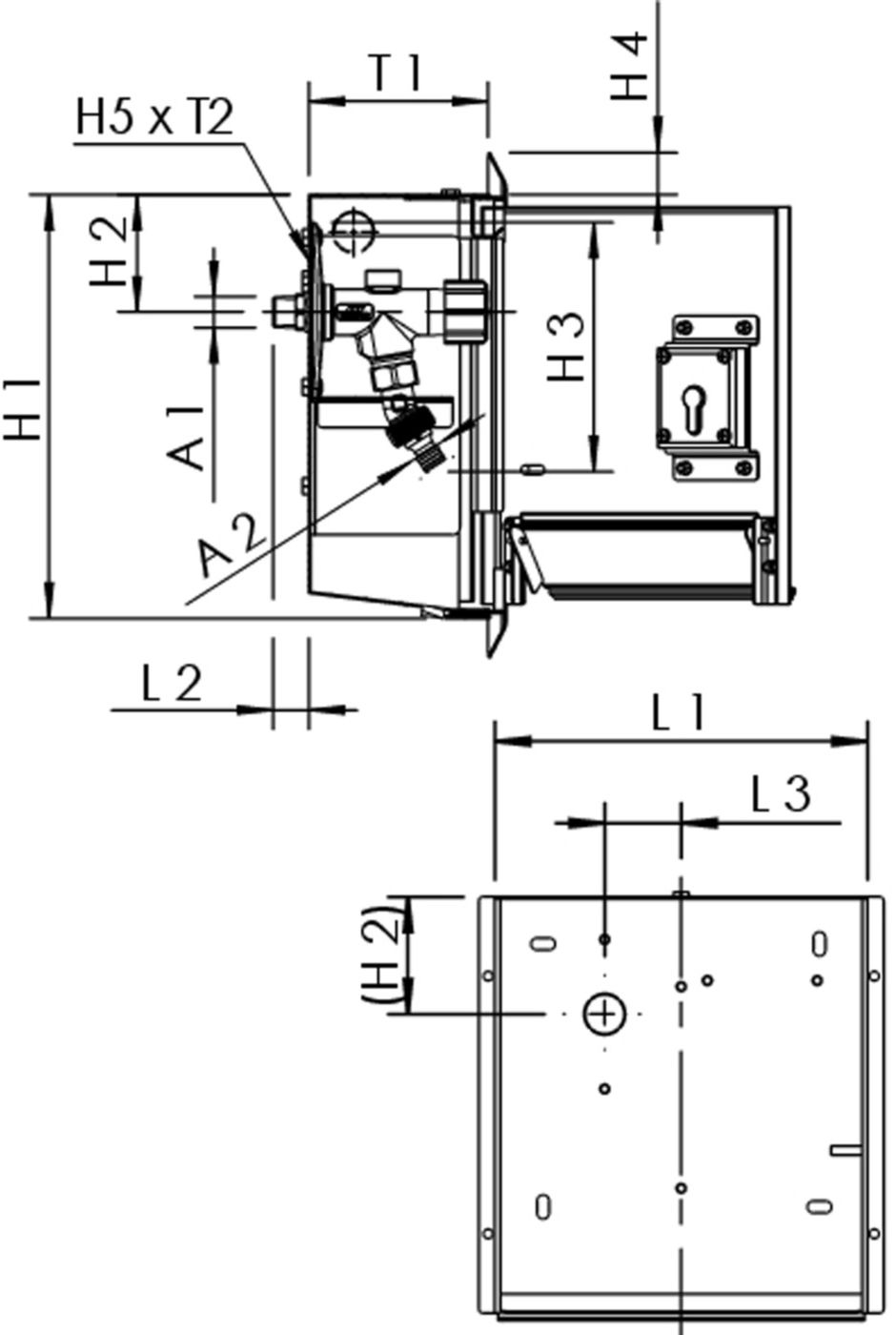 Wandeinbauschränke Mini Tresor 211 09 1x230V, Auslaufventil - Kemper Armaturen
