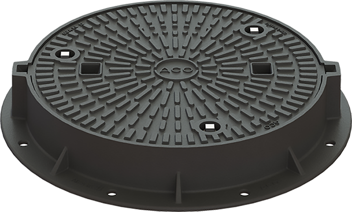 Guss-Deckel tagwasserdicht D400 NW 800 mit Betonsockel, Spezialvorreiberverschluss - Bauguss ACO  Klasse A-F