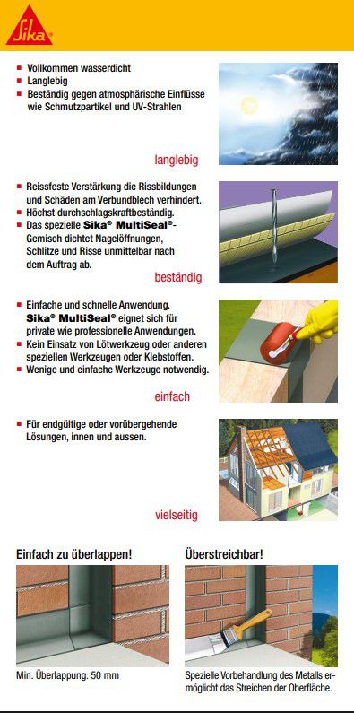 Sika MultiSeal, Dichtungs-/Reparaturband 10m x 300mm, grau - Dichten