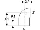 Anschlusswinkel 90° 364.063.16.1 d 63/ 56mm - Geberit-PE-Formstücke