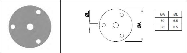 Wandpl. gestanzt eins. geschl. 3 BL 80 x 3 mm Zentrums-Ø 12 mm 1.4301 - INOXTECH-Handlauf-/Geländer-System