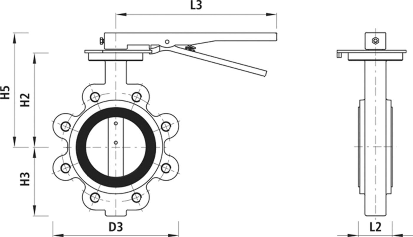 Absperrklappe mit Handhebel Typ LT 9936 für Gas DN 50 PN 16 - Hawle Absperrklappen