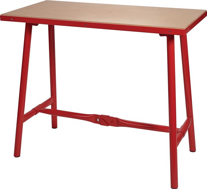 Klapp-Werkbank, rot B1205 x T705 x 32mm, Höhe= 845mm, Traglast 80kg - Werkstatteinrichtungen
