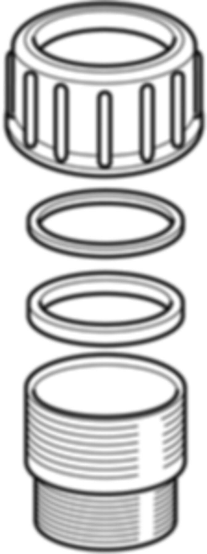 Stutzen mit Verschraubung und MS-Nippel d 50mm - 1 1/2" 359.309.00.1 - Geberit-PE-Formstücke