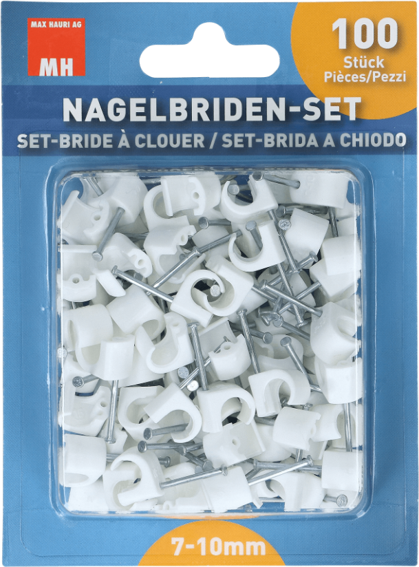Nagelbriden, schlagfest Ø 7 - 10 mm, weiss, Pack à 100 Stück - Elektrozubehör
