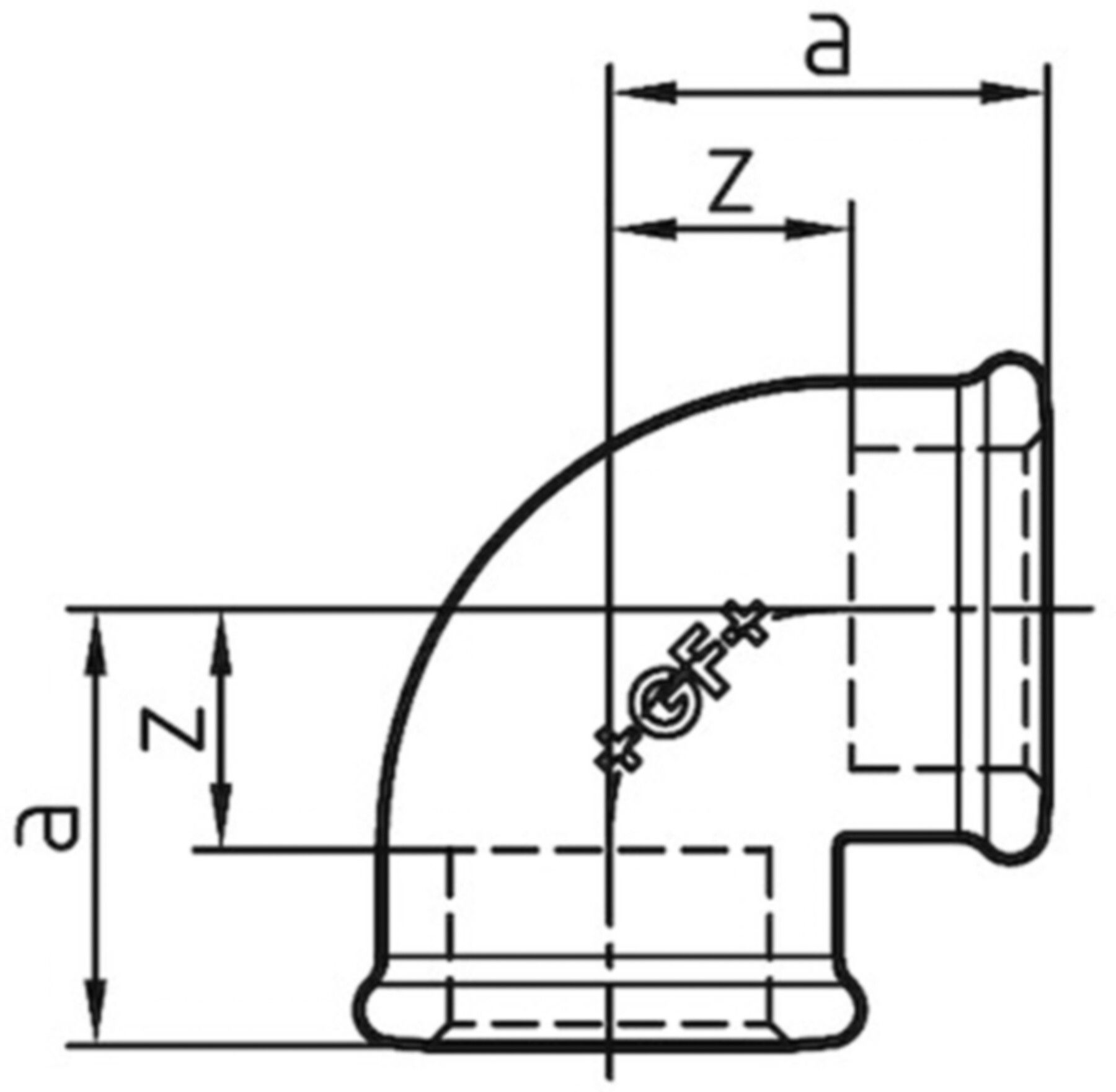 Winkel 90° 90 S 4" 770 090 112 - GF schw. Tempergussfittings