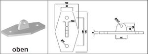 Aufhängeplatten oben Sechseck mit 2 Befestigungslöcher - INOXTECH-Handlauf-/Geländer-System