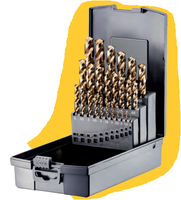 FORTEC Spiralbohrer Satz DIN 338, 19-tlg. Ø1.0-10.0 x 0.5mm, HSSE-Co5, Typ UNI - Bohren