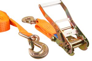 mamutec Zurrgurt 2tlg. mit Rasche + Karabinerhaken L= 8m, B=50mm, 5000kg, orange - Hebewerkzeuge