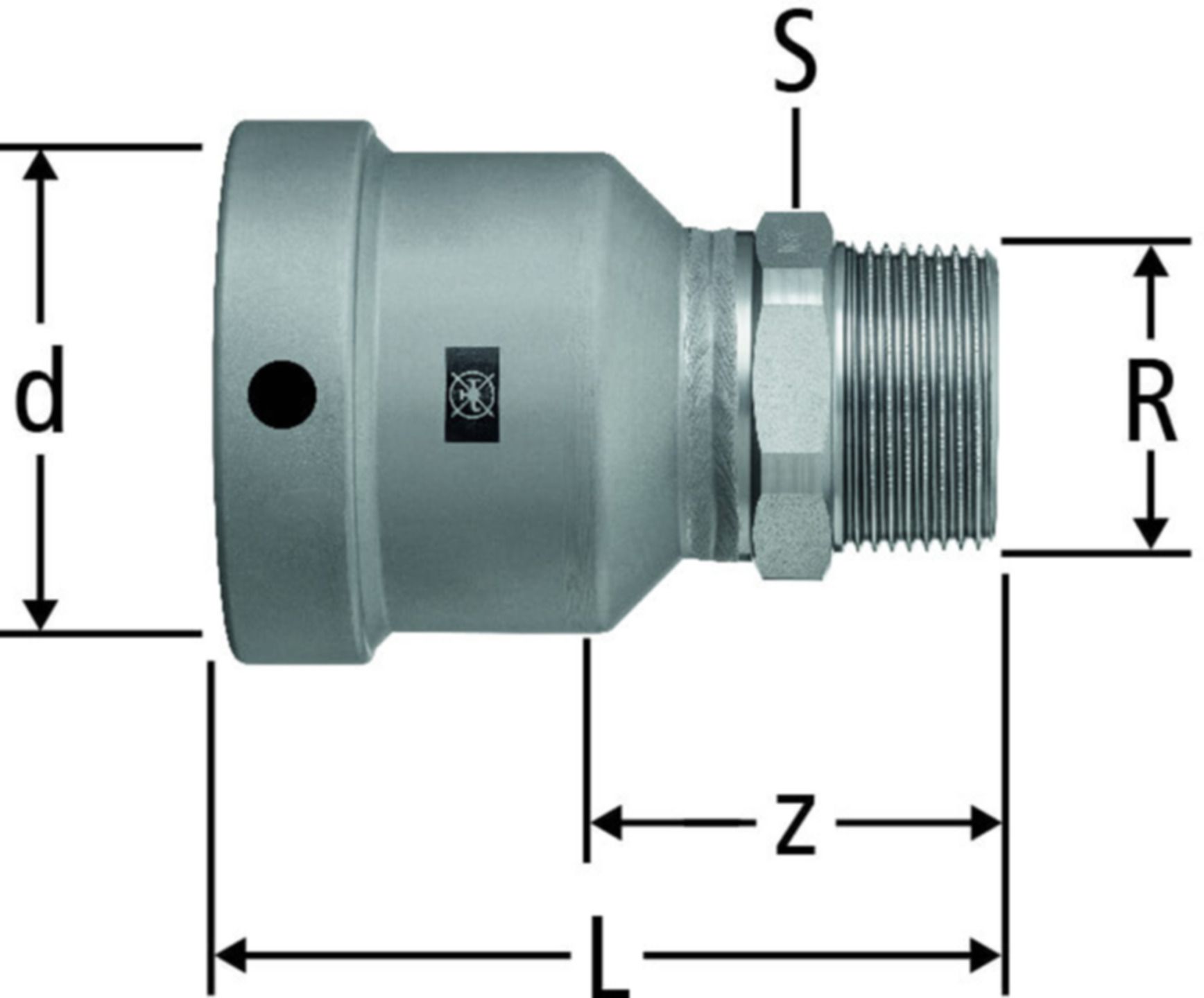 Übergang mit AG 44.5- 11/4" 57036.29 auf Siederohre - Optifitt-Press-Formstücke