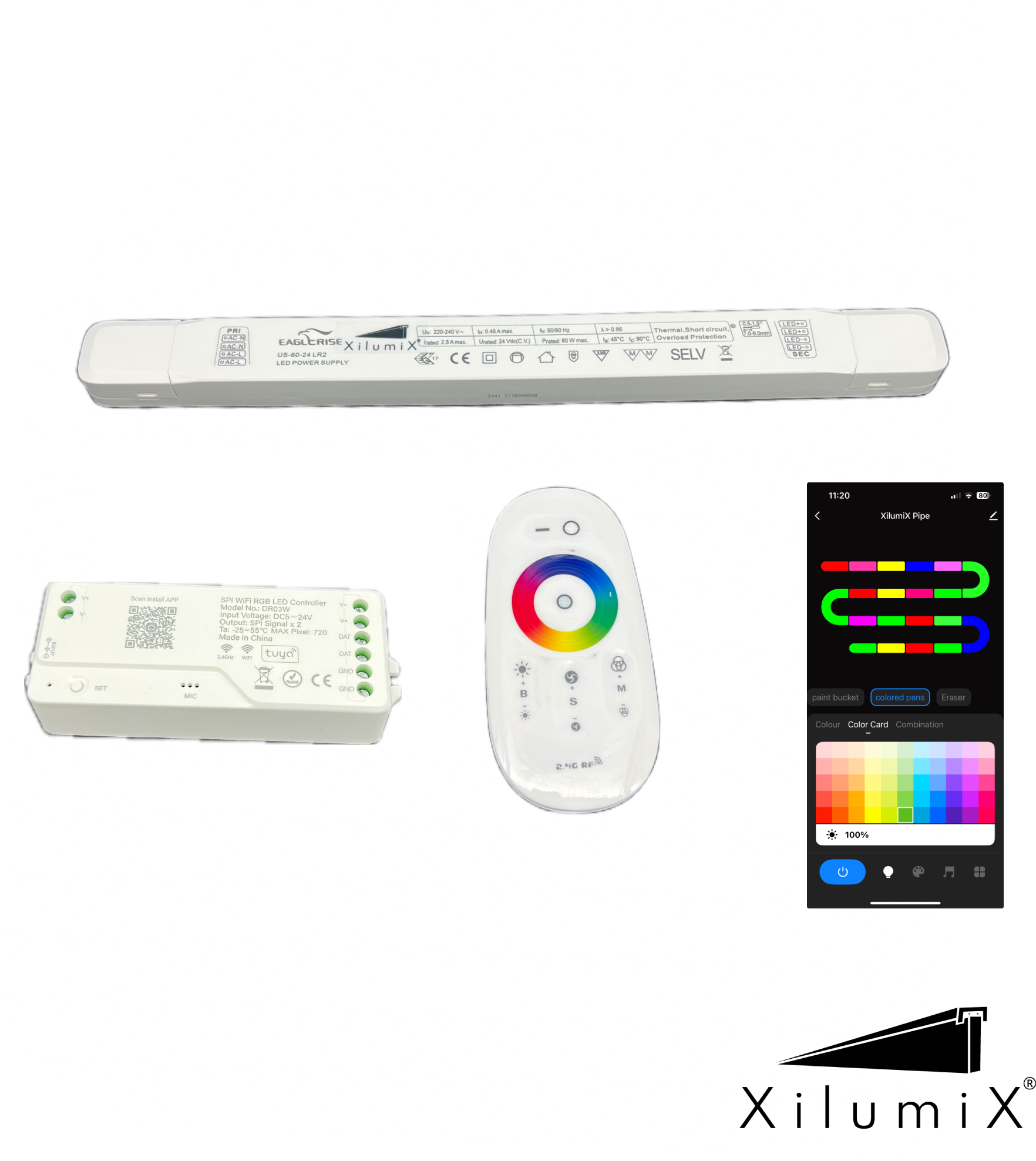 RGBW Funksteuerungs-Set max 5m Glasprofil - LED-Handlauf System