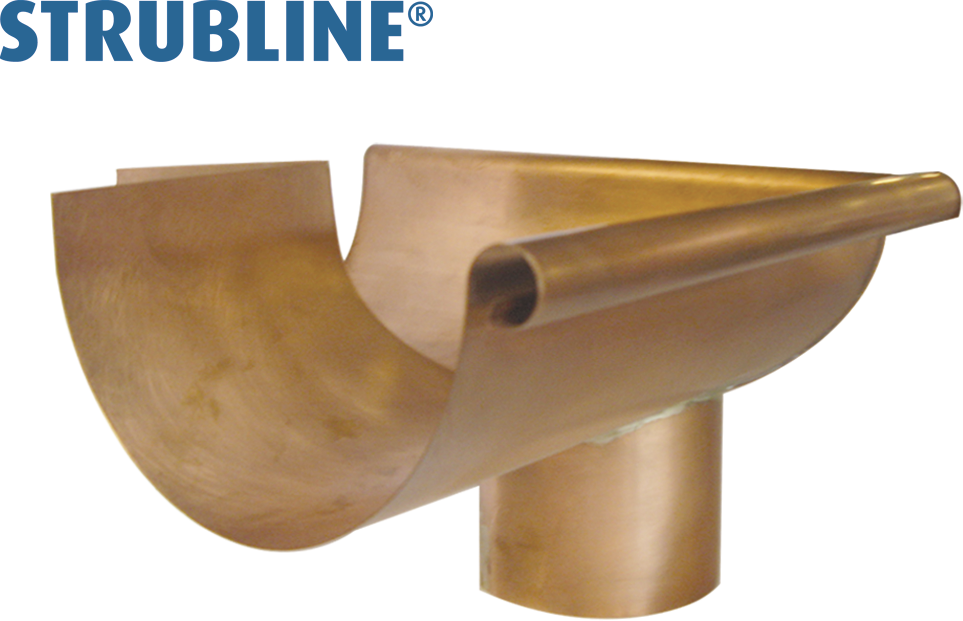 Rinnenwinkel äussere 330/100 mm 146 mit Stutzen "Strubline" - Kupfer Spenglereihalbfabrikate