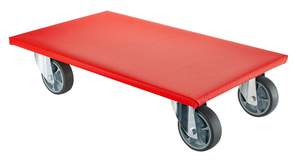 Transportroller rot, 4x TPE Gummi Lenkrollen 350x600 mm, Tragkraft bis 330kg - Transportgeräte